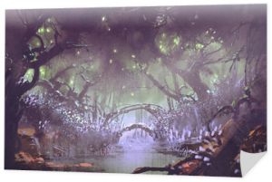 zaczarowany las, malarstwo pejzażowe fantasy