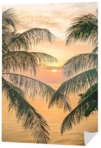 Zachód słońca przez palmy