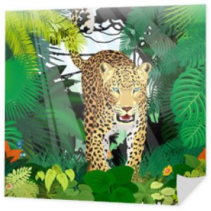 wektor na białym tle lampart lub jaguar w dżungli