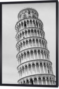 Wieża w Pizie, Włochy. Czarno-biały vintage stonowanych.