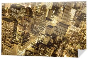 Złoty pejzaż budynków Nowego Jorku i światła w nocy