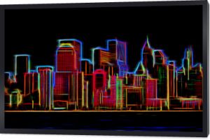 Manhattan skyline świecący neon