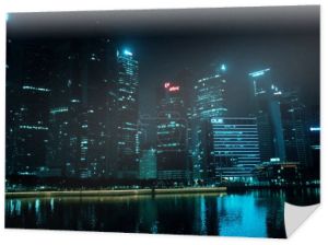 Singapur miasto drapaczy chmur krajobraz i skyline w nocy