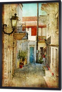 stare greckie ulice - artystyczny obraz