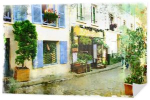Ulice starego Montmartre (Paryż)-akwarela styl
