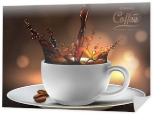 Projekt reklamy kawy, bardzo szczegółowa realistyczna ilustracja