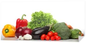 Grupa pyszne zdrowe warzywa na biały