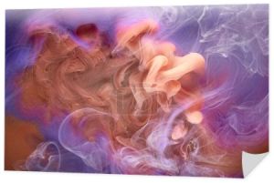 Wielokolorowy pomarańczowy dym liliowy abstrakcyjne tło, farba akrylowa podwodna eksplozja