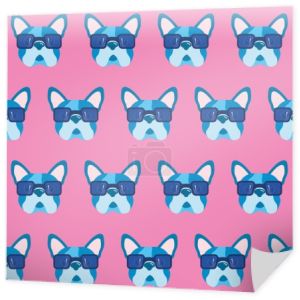 french bulldog with glasses seamless pattern