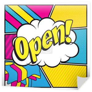 Pop-artu komiks ikonę "Open!".