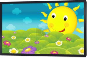 szczęśliwy i kolorowy ilustracja pola i buźkę słońce dla dzieci