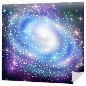 Niebieska galaktyka spiralna ze świecącymi gwiazdami.