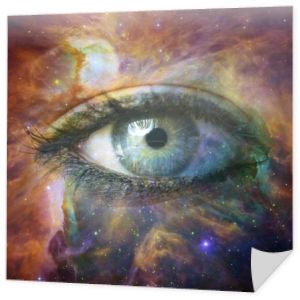 ludzkie oko patrząc w wszechświat - elementy tego obrazu, umeblowane