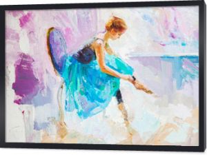obraz olejny, baletnica. narysowana śliczna balerina