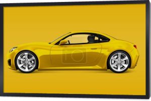 Widok boczny żółty sportowy samochód w 3d