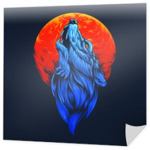 Niebieska ilustracja głowy wilka