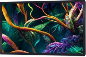 3d renderowania emisji kolorowe dżungli fantasy opalizujące tło światła. Piękna natura Tapety HD.