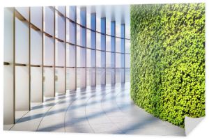 Office building with large panoramic windows and vertical green garden. 3D illustration.