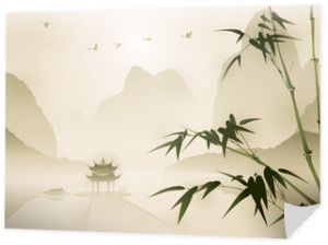 Malarstwo w stylu orientalnym, Bambus w pięknej scenerii