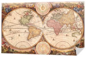 1730, Stoopendaal Mapa świata na dwóch półkulach