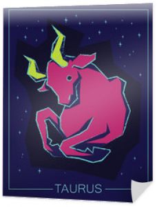 Znak zodiaku Byk na tle nocnego nieba.