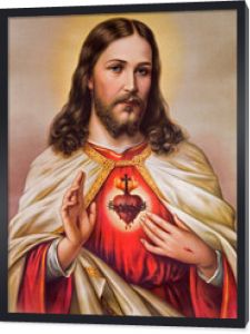Typowy katolicki obraz serca Jezusa Chrystusa