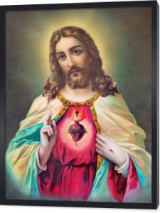 Typowy katolicki obraz Serca Jezusa Chrystusa ze Słowacji