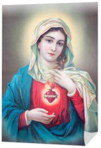 Sebechleby, Słowacja - 27 lipca 2015: Typowy katolicki obraz Serca Maryi Panny ze Słowacji wydrukowany w Niemczech od początku 20. centów. pierwotnie przez nieznanego artystę.