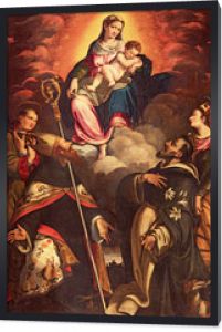 Cremona, Włochy - 24 maja 2016: Dysząc Madonny w chwale ze świętymi Antonio Mainardi (1585) w kościele Chiesa di San Agostino.