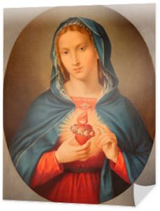 Brescia, Włochy - 22 maja 2016: Stary wydrukowany obraz Serca Maryi Panny w Chiesa di San Pietro in Olvieto od końca 19. centów. przez nieznanego artystę.