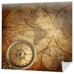 stary kompas na mapie vintage 1746