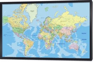 Bardzo szczegółowa polityczna mapa świata z etykietowaniem.