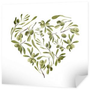 Tło w kształcie serca w ogrodzie z drzewem oliwnym na st Walentynki z symbolem miłości