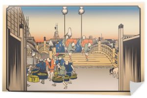 Hiroshige Utagawa Tokaido Goho Sanji Nihonbashi Asanokei ilustracja obrazu