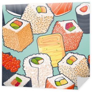Zbliżenie rolki sushi. Tradycyjne japońskie jedzenie. Wzór