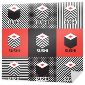 zestaw abstrakcyjnych banerów na temat sushi