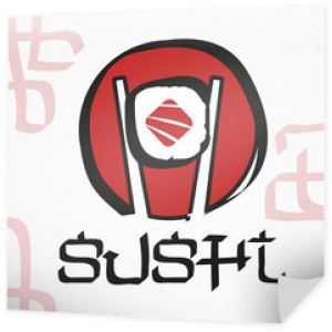 Projektowanie logo wektor. Sushi, ryby, japońska, restauracja.