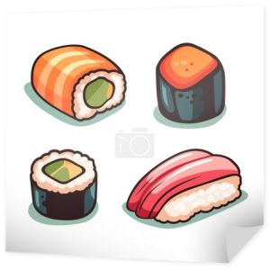 Sushi na białym tle. Ilustracja wektora