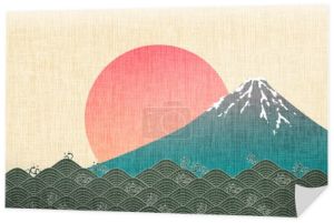 Fuji New Year 's Card Sunrise Tło