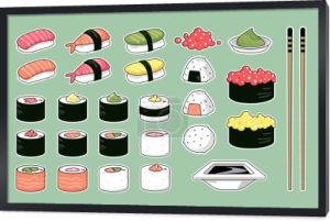 Zestaw wektorowych ikon sushi 