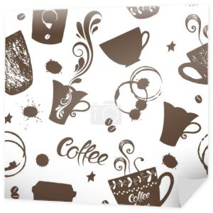 Wzór z cute filiżanki kawy i miejsca, ilustracji wektorowych.