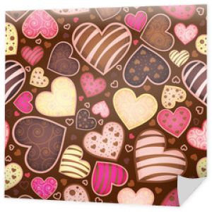 bezszwowy wzór czekolady z bakaliami w formie serca