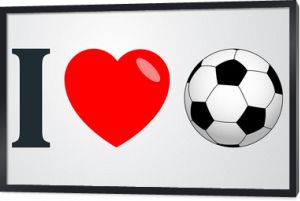Płaska ikona kocham kolor piłki nożnej na gradientowym tle
