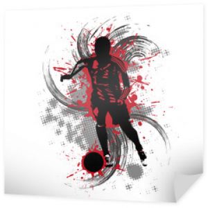 Piłkarz na czerwonym tle z rozpryskami farby
