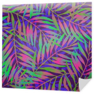Ręcznie malowany tropikalny liść w żywych, rave& 39 owych kolorach na ciemnym tle.