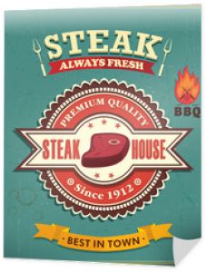 Projekt plakatu w stylu vintage steak house