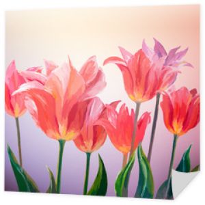 Tulipany. Wiosenne kwiaty karta szablon zaproszenia