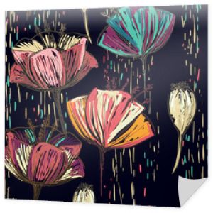 Wektor kolorowe tulipany na czarnym tle