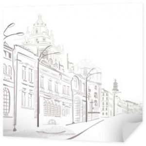Seria szkiców ulic starego miasta