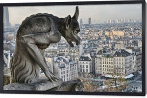 Paris. Closeup of gargoyle on the top of Notre-Dame Cathedral -